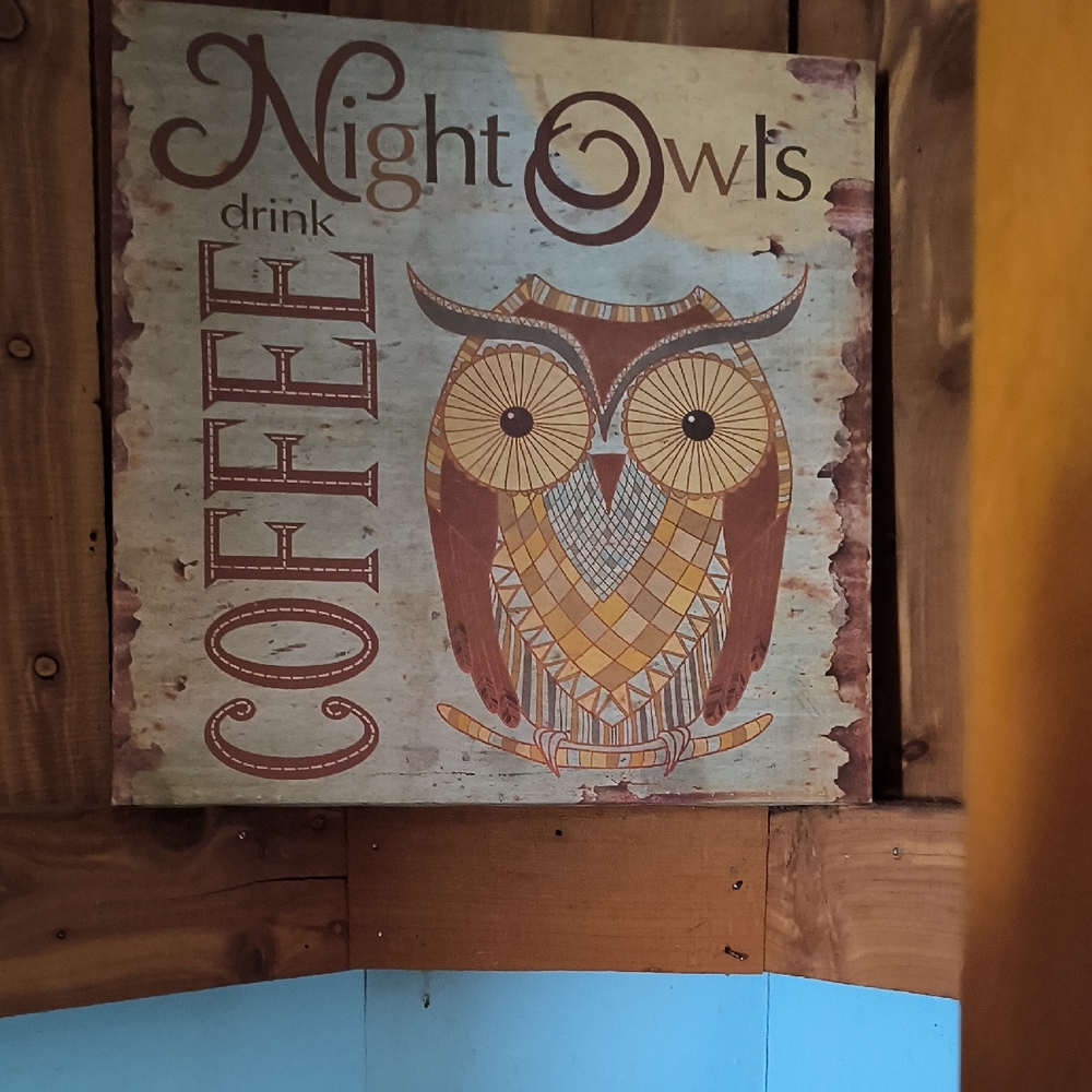 Rustic Owl Coffee Wall Art